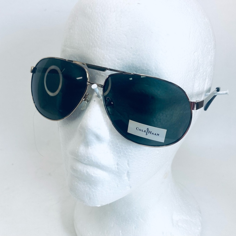 Vtg Cole Haan Gold Rim Aviator Sunglasses Mens C703740 Smoke Green Lens NWT $98